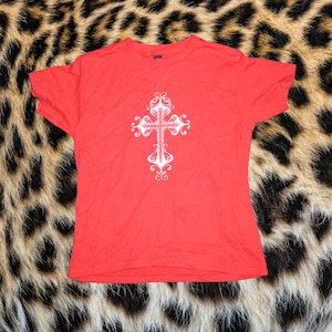 gothic cross vintage style baby tee | 100% cotton shirt | punk goth vintage tee