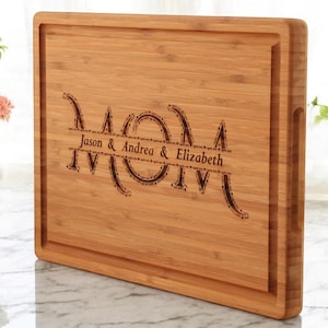 Personalized Mothers Day Gift, Cutting Board, Bamboo Wood Charcuterie Board, Gift for Mom, Wife, Custom Granma Gift, Unique Grandmother Gift