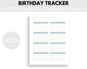 Birthday Tracker | Reminder | Planner | Calendar