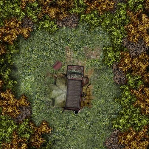 Post-apocalyptic Forest Abandoned Shelter Battle Map, Survival Basement ...