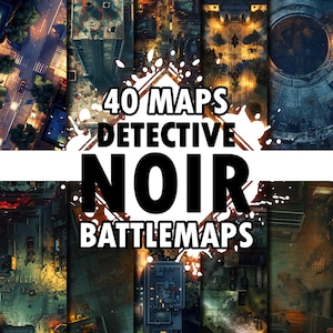 40 mapas de batalha modernos de D&D Noir | Cthulhu para RPG de mesa VTT Detetive noturno | Mapas de Arkham, terreno de módulo de campanha de terror, cena de crime