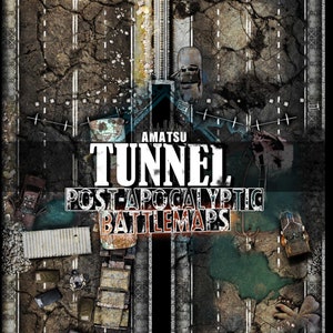 Tunnel in ruïnes RPG-gevechtskaart hedendaagse apocalyps weg Fallout-terrein | DnDestiny-compatibele MTB Roll20, tafelblad wargame terrein weg