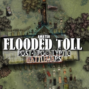 Postapokalyptische Flooded Toll-Schlachtkarte | Fallout D20 Dnd RPG-Karte Apokalypse Miniaturgelände, The Walking Dead, postapokalyptische Karte Roll20