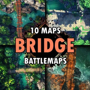 10 Fantasy Bridge Battle-kaarten: DnD, Pathfinder, Forbidden Lands, Warhammer-gevechtskaarten, Fantasy Grounds, Roll20 VTT-kaart, Dungeons & Dragons DM