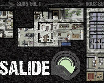 Fallout Vault Battle maps post-apocalyptic setting battlemap, sci-fi rpg  game, role-playing game terrain, basement complex bunker, dungeon