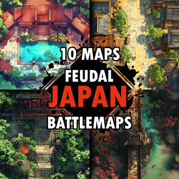 10 Japanese DnD Maps | asian adventures battlemap | campaign module | rokugan, l5r, legends of the five rings, samurai, naruto rpg game mtb