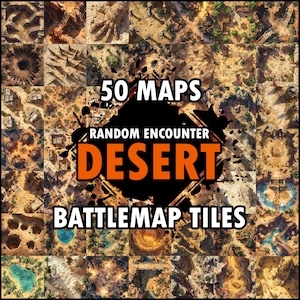 Pacote com 50 Mapas de Batalha do Deserto D&D: rocha, ruínas, templo, vila, acampamento | noites árabes africanas, al-qadim, masmorras e dragões, pathfinder dm
