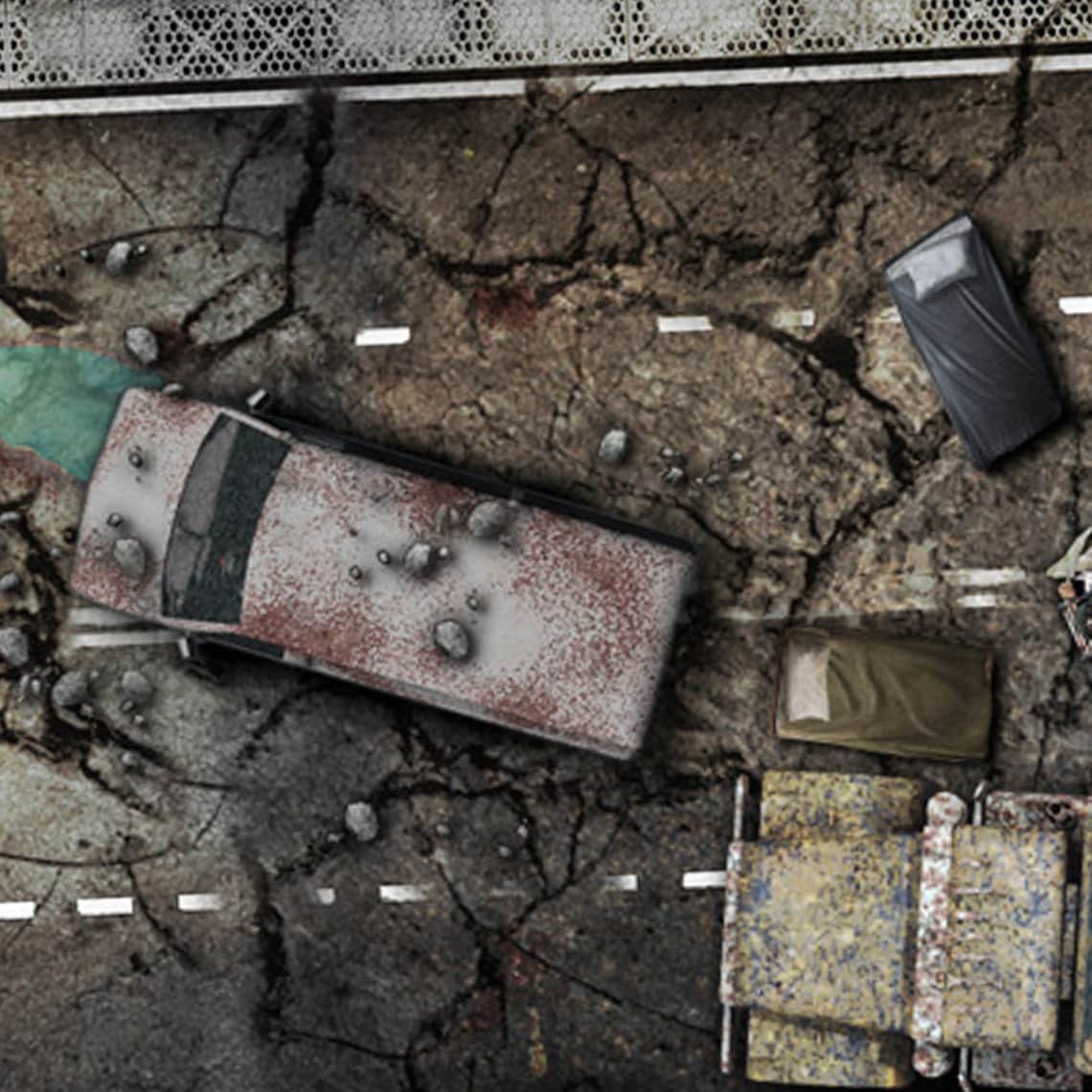 Tunnel in ruins RPG battle map contemporain apocalypse road Fallout ...