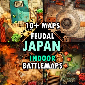 Mais de 10 mapas de batalha feudais internos do Japão, mapa de samurai interno, cenário feudal de rpg, interior do castelo japonês de d&d, mapa de batalha de encontro dojo, mapas vtt