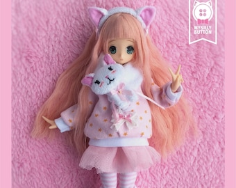 Sewing PDF Patterns "Kitty Set" for Ruruko/AzoneXS/Obitsu22 with step-by-step photo instruction (in English)