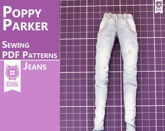 Sewing PDF Patterns "Denim Jeans" for Poppy Parker with step-by-step photo instruction (in English)