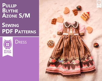 Sewing PDF Patterns "Choco Dress" for Azone/Blythe/Obitsu/Pullip with step-by-step photo instruction (in English)