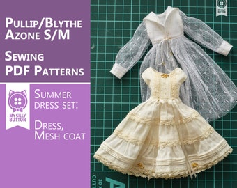 Sewing pdf patterns "Summer Dress" Azone/Blythe/Obitsu/Pullip with step-by-step photo instruction (in English)