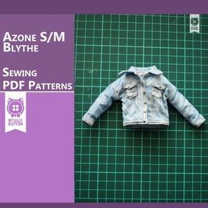 Sewing PDF Patterns &quot;Denim Jacket&quot; for Azone/Blythe/Obitsu with step-by-step photo instruction (in English)