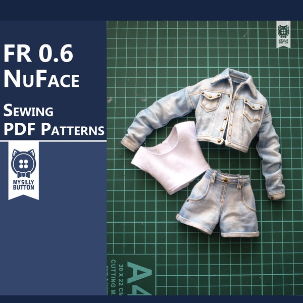 Patrons de couture PDF "Denim Set" pour Integrity Toys Fashion Royalty 0,6/NuFace avec instructions photo étape par étape (en anglais)