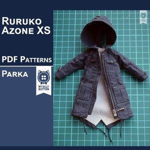 Sewing pdf patterns &quot;Parka Coat&quot; AzoneXS/Ruruko/Obitsu22 with step-by-step photo instruction (in English)