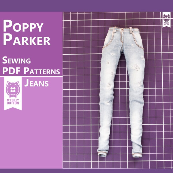 Sewing PDF Patterns "Denim Jeans" for Poppy Parker with step-by-step photo instruction (in English)