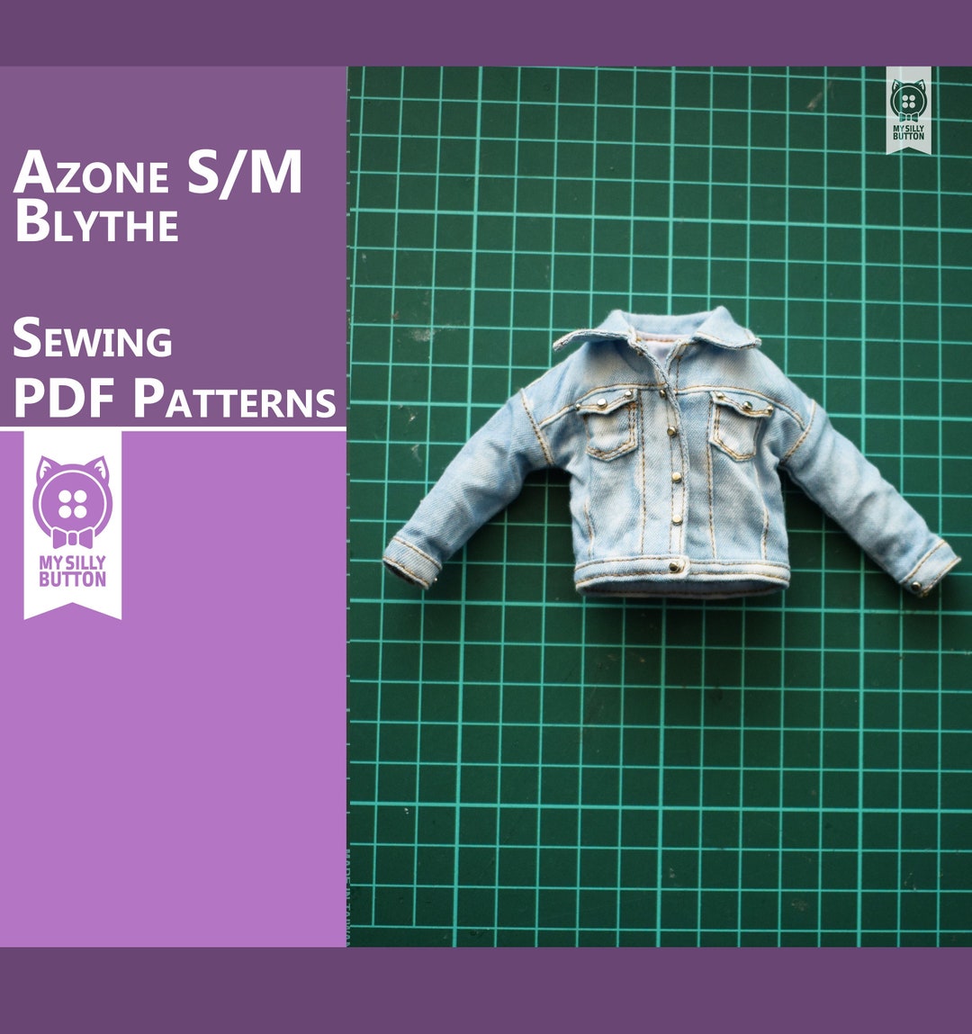 Sewing PDF Patterns denim Jacket for Azone/blythe/obitsu With Stepbystep Photo Instruction in
