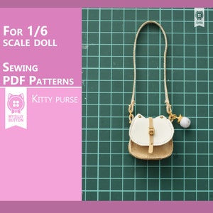 Sewing PDF Patterns Kitty purse for Azone/Blythe/Obitsu/Pullip with step-by-step photo instruction in English image 1