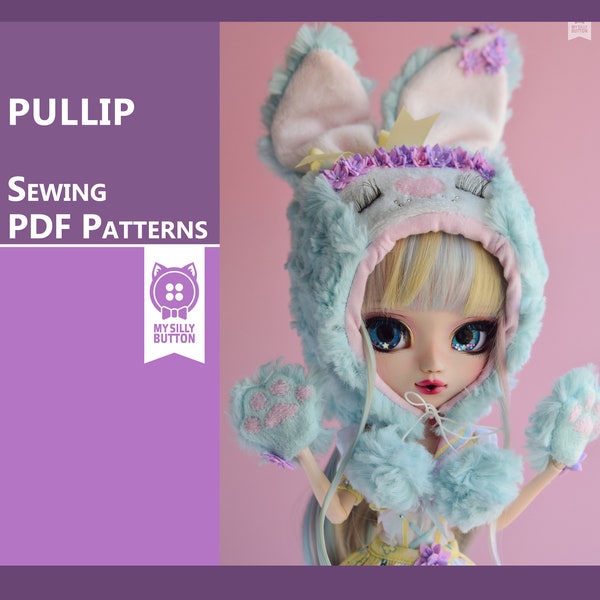 Patron PDF de couture "Casque de lapin" pour Pullip avec instructions photo étape par étape (en anglais)