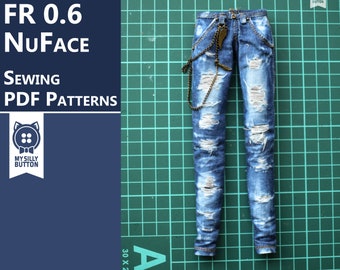 Sewing PDF Patterns &quot;Denim Jeans&quot; for Integrity toys (Fashion Royalty 6.0/Nuface) with step-by-step photo instruction (in English)