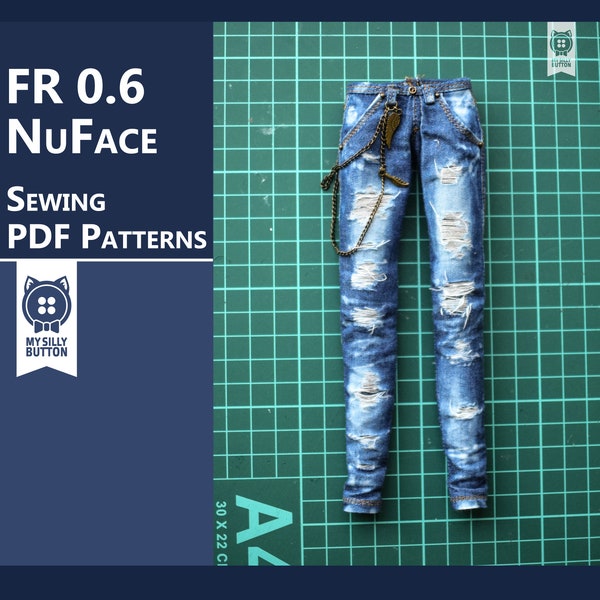 Sewing PDF Patterns "Denim Jeans" for Integrity toys (Fashion Royalty 6.0/Nuface) with step-by-step photo instruction (in English)