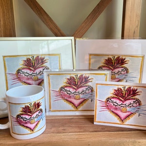 Sacred Heart of Jesus & Divine Mercy Prints from original painting from Jen Culotta Faithful Designs. 5x7, 8x10 prints, Framed or matted