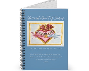 Sacred Heart of Jesus/ Divine Mercy Notebook/Prayer Journal - Ruled Line.  Printed from original art from Jen Culotta Faithful Designs.