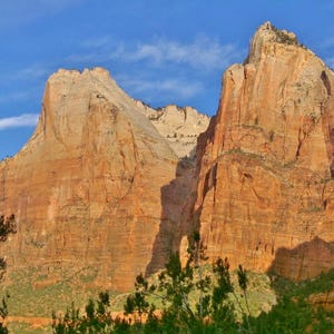 Panoramic View of Mountain Peaks Inside Zion National Park Utah Digital Photograph
