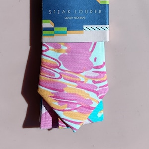 Blue & Pink Cotton Statement Tie - Marine Wedding Necktie