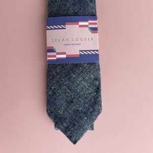 Handmade Dark Blue Denim Tie: Narrow Modern Cut