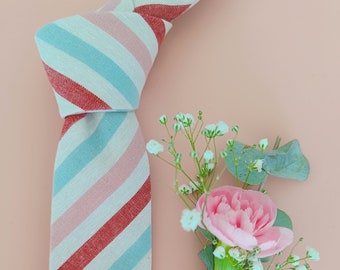 Striped Cotton Necktie: Modern Groom Wedding Tie