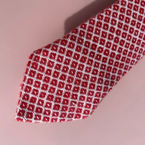 Red Mens Tie, bright red white dots Skinny tie, red wool tie, classic tie, gift for men, groomsmen tie, ties for men, wool necktie, slim tie