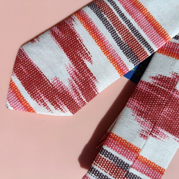 Red and orange ikat tie Tie- Men's Ties-Woman wedding ties | fashion print ties | wedding ties | neckties wedding | Groomsmen and groom