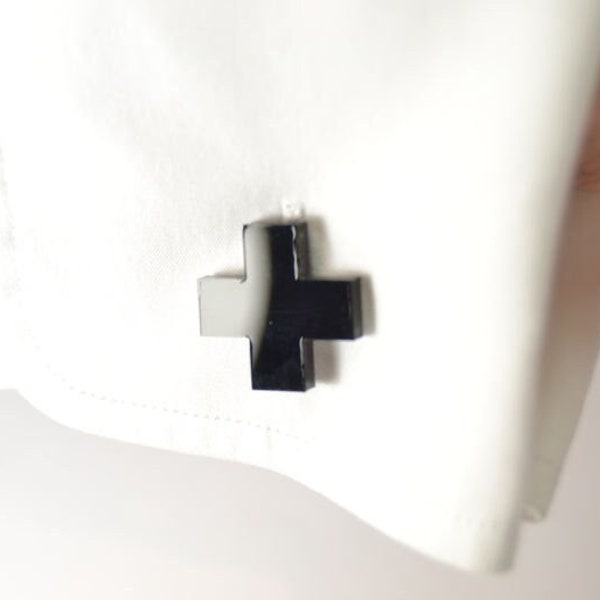 Slick Cross cufflinks, black cufflinks, minimal cufflinks, geometric cufflinks, Wedding Cufflinks, groomsman cufflinks, mens cuff links gift