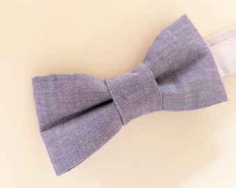 Purple bow tie, men's wedding bow tie, groom bow tie, groomsmen bow tie, ringbearer bow tie, ringboy bow tie, purple chambray bow tie boys