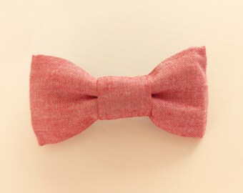 Red bow tie, men's wedding bow tie, groom bow tie, groomsmen bow tie, ringbearer bow tie, ringboy bow tie, redchambray bow tie boys