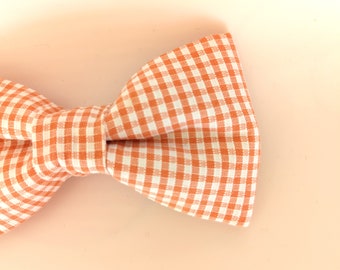 Plaid orange bow tie, kids bow tie, mens bow tie, fathers day, gift for him, baby boy bow tie, ring bearer bow tie, orange wedding bowtie