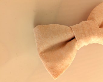 Peach chambray boy bowtie. Kids Clip-On Bow Tie, ring bearer bow tie, Easter coral BowTie, boys coral bow tie, baby bow tie, toddler bow tie