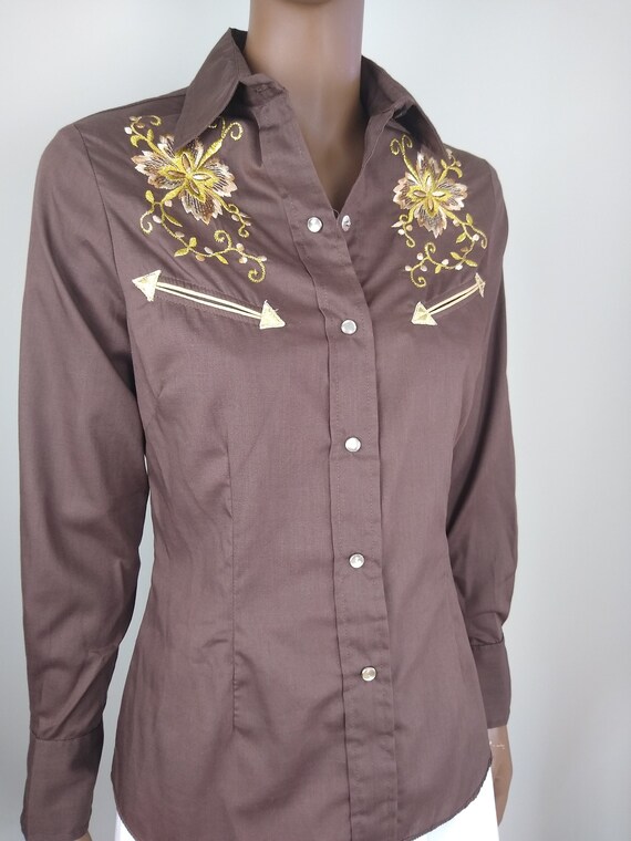 1970s H Bar C Embroidered Western Shirt - Dead Stock- Size 34