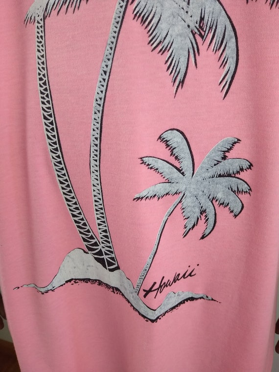 1980s Pink Hawaiian T- Shirt Mini Dress with Palm… - image 8