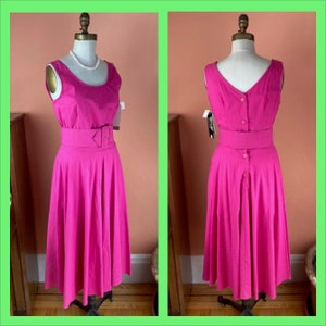 1980s NWT Fuchsia Cotton Sundress with Pockets!