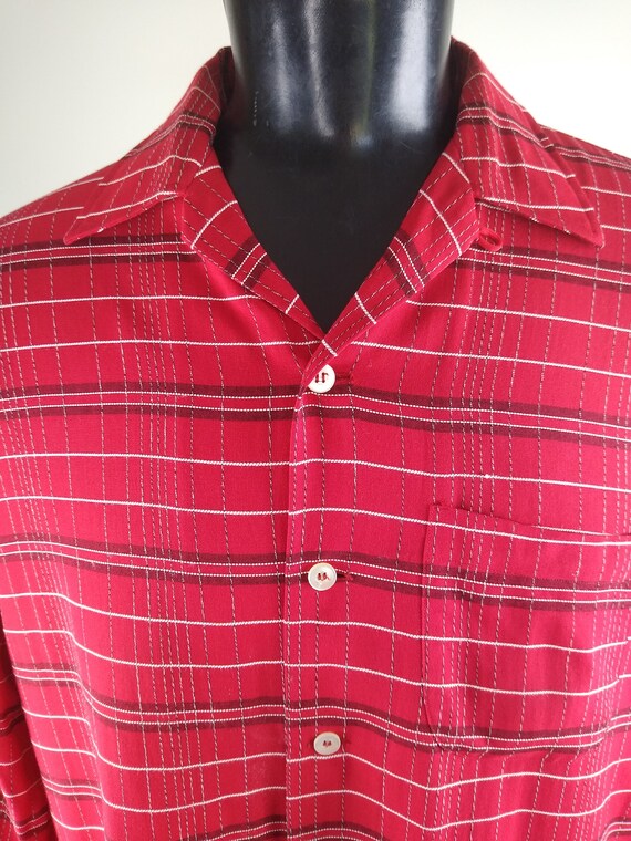 1950s Manhattan  Rayon Loop Collar Shirt  Large - image 7