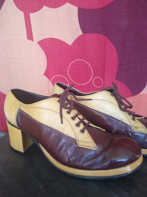 Mens 70s  Leather Platform Shoes - image 3