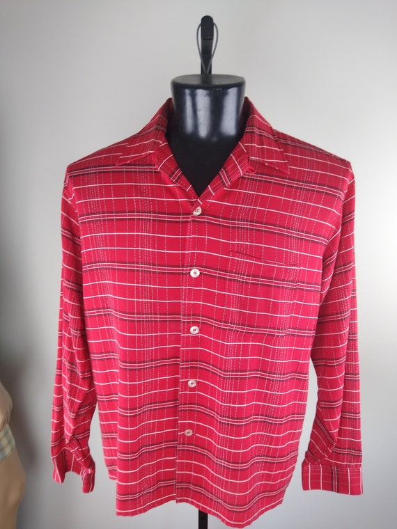 1950s Manhattan  Rayon Loop Collar Shirt  Large