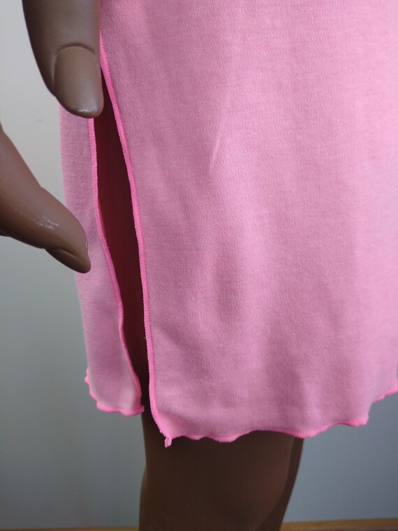 1980s Pink Hawaiian T- Shirt Mini Dress with Palm… - image 10