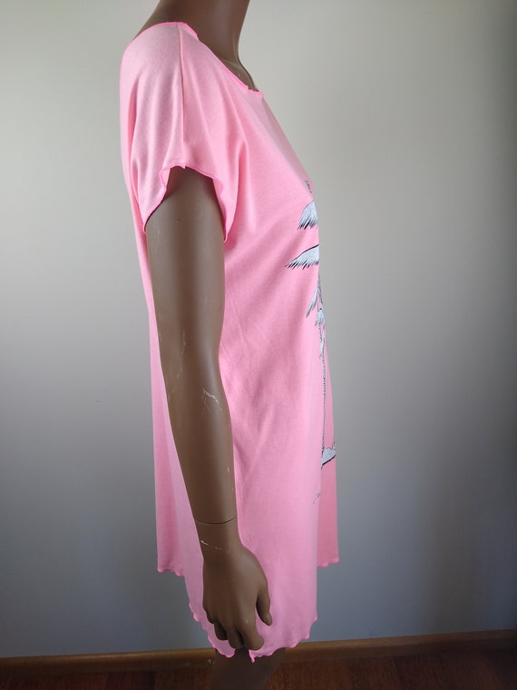 1980s Pink Hawaiian T- Shirt Mini Dress with Palm… - image 3