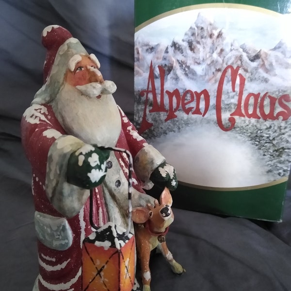 Ceramic Alpen Claus miniature Satue with Baby Deer