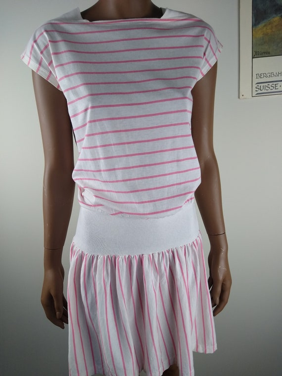 1980s Cotton Jersey Dress - Check Made - Size 2 t… - image 2