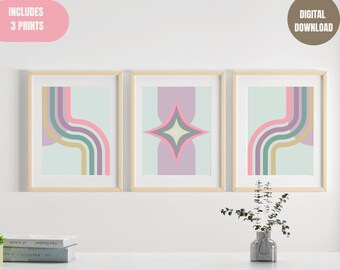 Lot de 3 oeuvres d'art murales romantiques douces, oeuvres d'art murales imprimables pour dortoir, oeuvres d'art murales de salon, affiches de professeur pour la salle de classe, jolie décoration de bureau